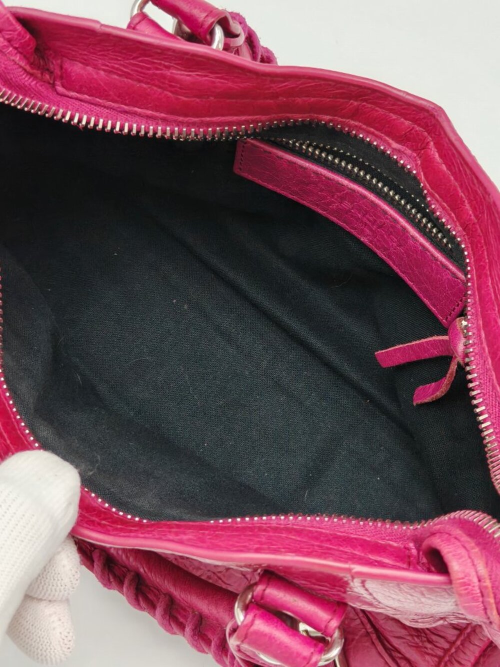 Balenciaga Motocross First Mini City Magenta Pink Leather Crossbody Shoulder Bag - Picture 11 of 13